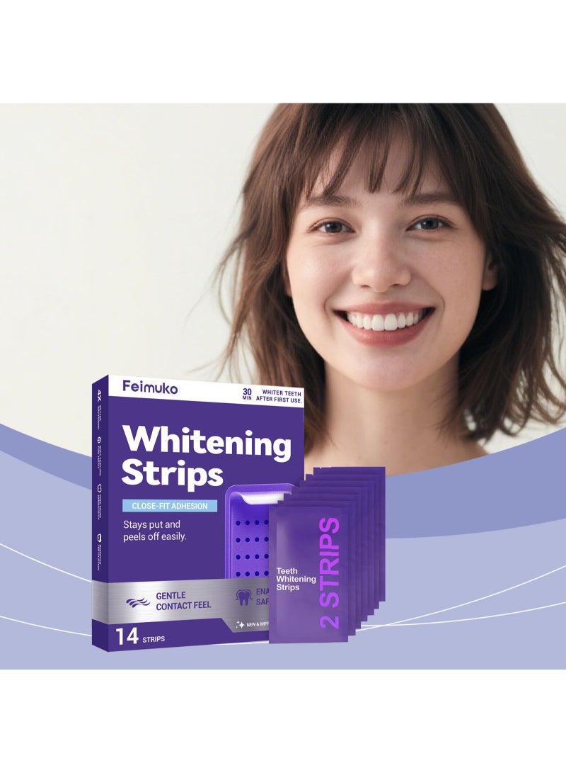 Feimuko White Teeth Whitening Strips, Fast Effective  Significant Brightening Portable Easy to Use 14 Pairs - Image 1